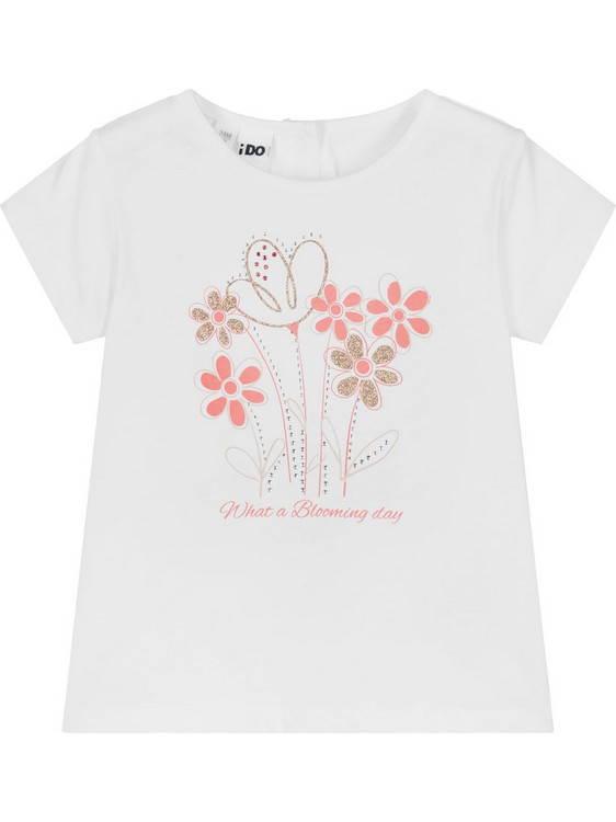 iDo Παιδικό T-Shirt Κοντομάνικο Λευκό Σομόν 4B366-0113