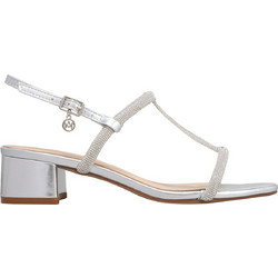 Envie Shoes Γυναικεία Πέδιλα Δερμάτινα Ασημί με Χοντρό Χαμηλό Τακούνι E64-21036-21
