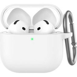AHAstyle WG163 Premium Θήκη Σιλικόνης με Γάντζο για Apple AirPods 4 Λευκή