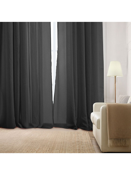 WhiteEgg Κουρτίνα Παραθύρου με Τρέσα 270x280 K0181-5 Black