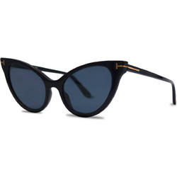 Tom 162257 Γυναικεία Γυαλιά Ηλίου Cat Eye Κοκάλινα Μαύρα με Μαύρο Φακό