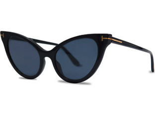 Tom 162257 Γυναικεία Γυαλιά Ηλίου Cat Eye Κοκάλινα Μαύρα με Μαύρο Φακό