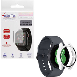 Volte-Tel Πλαστική Θήκη Tempered Glass για Samsung Galaxy Watch 4 40mm Λευκή