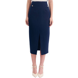 Forel Μίντι Φούστα Υφασμάτινη Ψηλόμεση Pencil Navy Μπλε 080.00.01.009
