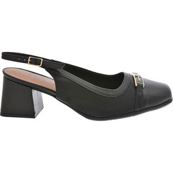 Piccadilly Ανατομικές Γόβες Slingback Δερμάτινες με Χοντρό Χαμηλό Τακούνι Μαύρες 748032-7