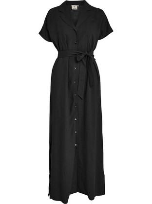 Peppercorn Midi Καλοκαιρινό Καθημερινό Φόρεμα Σεμιζιέ Μαύρο PC7839-9000