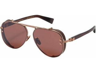 Balmain BPS125E-62 Ανδρικά Γυαλιά Ηλίου Aviator Μεταλλικά Μαύρα με Καφέ Φακό