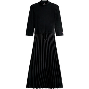 Tommy Hilfiger Midi Καθημερινό Φόρεμα Μεταξωτό Μαύρο WW0WW46138-BDS Tommy Hilfiger Midi Καθημερινό Φόρεμα Μεταξωτό Μαύρο WW0WW46138-BDS