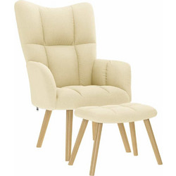vidaXL Πολυθρόνα Relax με Υποπόδιο Μπεζ 4016785