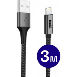 Buddi Flex Braided USB-A to Lightning Cable 12W 0.3m Black 8719246446139