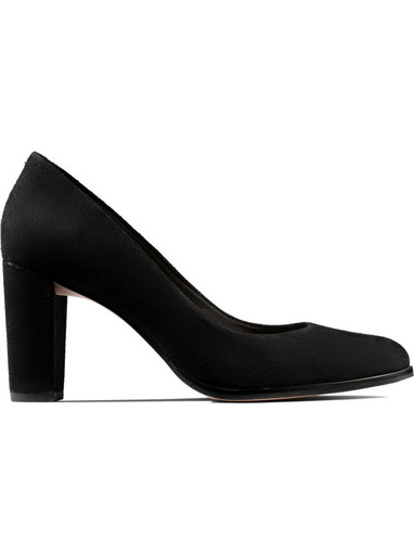 Clarks Kaylin Ανατομικές Γόβες Suede με Χοντρό Ψηλό Τακούνι Μαύρες 26146550