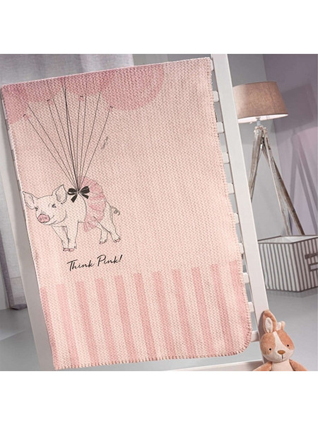 Saint Clair Παιδική Κουβέρτα Fleece Piggy 160x220 Ροζ