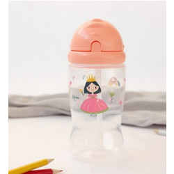 Kiokids Princess Παιδικό Παγούρι Πλαστικό με Καλαμάκι Σομόν 350ml