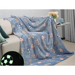Γαρύφαλλο Παιδική Κουβέρτα Fleece Football Φωσφοριζέ 160x220 Γαλάζια