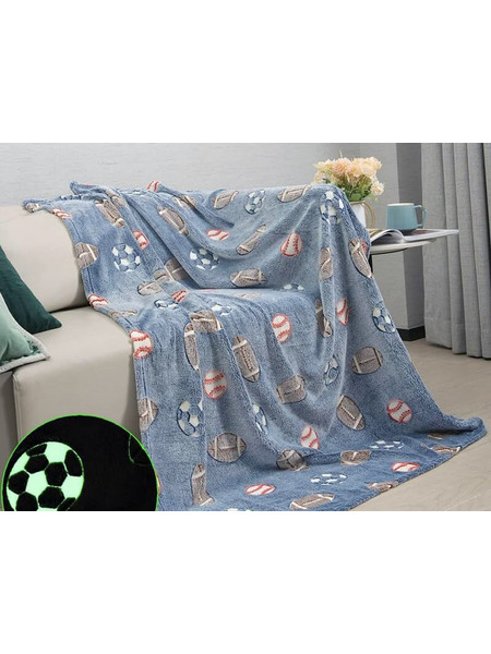 Γαρύφαλλο Παιδική Κουβέρτα Fleece Football Φωσφοριζέ 160x220 Γαλάζια