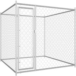 vidaXL Πάρκο Σκύλου Μεταλλικό Ασημί 193x193x185cm