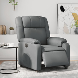 vidaXL Πολυθρόνα Relax με Υποπόδιο Ανακλινόμενη Δερματίνη Γκρι 3205139