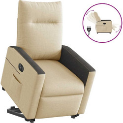 vidaXL Πολυθρόνα Relax με Υποπόδιο Ανακλινόμενη Μπεζ 3324070