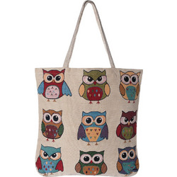 Silk Fashion Owl 7 Υφασμάτινη Τσάντα Θαλάσσης Ώμου Πολύχρωμη 45x45cm