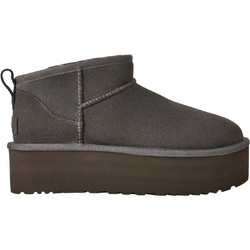 UGG Classic Ultra Mini Platform Γυναικεία Μποτάκια Πλατφόρμα Suede Ανθρακί με Γούνα 1135092-CHRC