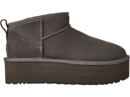 UGG Classic Ultra Mini Platform Γυναικεία Μποτάκια Πλατφόρμα Suede Ανθρακί με Γούνα 1135092-CHRC
