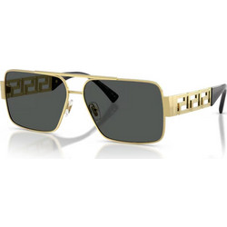 Versace VE2290 100287 Γυναικεία Γυαλιά Ηλίου Τετράγωνα Μεταλλικά Χρυσά με Μαύρο Φακό