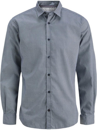Jack & Jones Ανδρικό Πουκάμισο Βαμβακερό Μακρυμάνικο Κανονική Γραμμή Μπλε 12279186