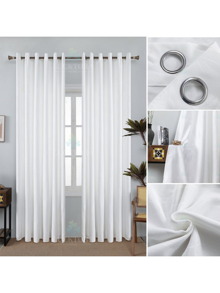 Lucktora Κουρτίνα Παραθύρου Floral με Τρουκς 270x270 A6039-8 Λευκή