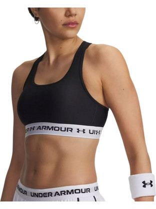 Under Armour Crossback Mid Αθλητικό Μπουστάκι με Μέτρια Στήριξη & Αφαιρούμενη Ενίσχυση Μαύρο Λευκό 1361034-007