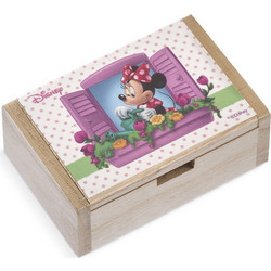 Parisis Μπομπονιέρα Βάπτισης Κουτί Minnie Mouse Λουλούδια από Ξύλο 5τμχ ΝΑ171