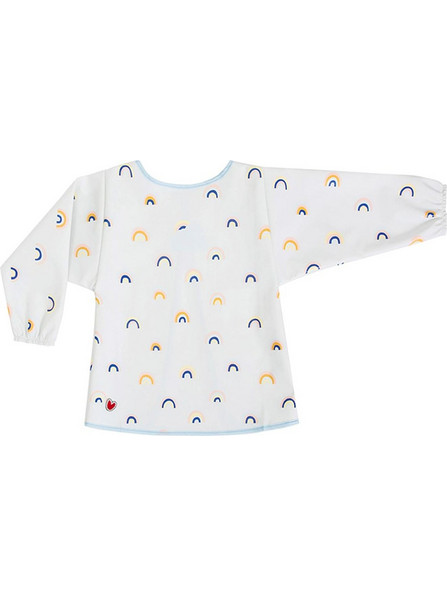 Baby To Love Rainbow Αδιάβροχη Σαλιάρα Ποδιά Υφασμάτινη με Αυτοκόλλητο & Μανίκια 6m+ Λευκή