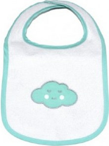 Baby Star Cloud Αδιάβροχη Σαλιάρα από 100% Βαμβάκι με Αυτοκόλλητο Πράσινο Mint Λευκή 4388.ΜΕΝ