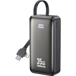 WK WP-61 Power Bank 10000mAh 35W με Θύρα USB-A & Θύρα USB-C Quick Charge 3.0 & Power Delivery Black