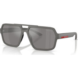 Prada PSA06S 16X7W1 Ανδρικά Γυαλιά Ηλίου Aviator Κοκάλινα Γκρι με Aσημί Φακό