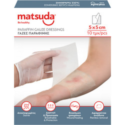 Matsuda Be Healthy Paraffin Αποστειρωμένες Γάζες 5x5cm 10τμχ