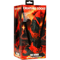 Creature Cocks Fire Demon Dildo με Βεντούζα & Όρχεις 21.6cm Κόκκινο Μαύρο