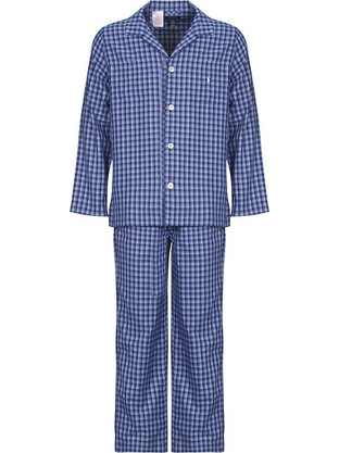 Polo Ralph Lauren Χειμωνιάτικες Ανδρικές Πιτζάμες Βαμβακερές Καρό Μπλε 714899627-012