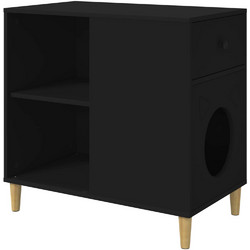 vidaXL Ξύλινo Σπιτάκι Γάτας 72x42.5x70cm Μαύρο 8000681