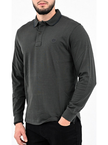 Ascot Ανδρική Μπλούζα Polo Μακρυμάνικη Χακί 15281312-74