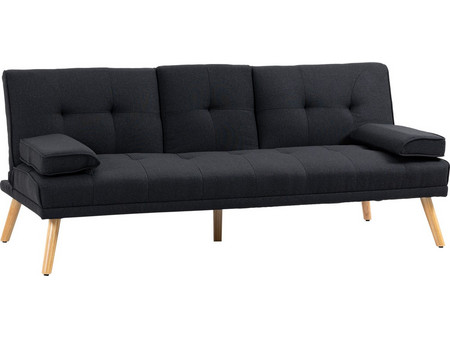HOMCOM Τριθέσιος Καναπές Κρεβάτι Μαύρος 181x77x78cm 833-663GY