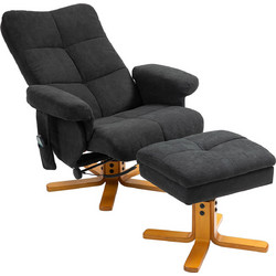 HOMCOM Πολυθρόνα Relax με Υποπόδιο Περιστρεφόμενη Ανακλινόμενη Μαύρη 700-111V93BK
