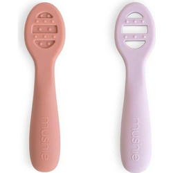 Mushie Σετ Βρεφικά Κουτάλια Σιλικόνης 6m+ Rose/Soft Lilac 2τμχ