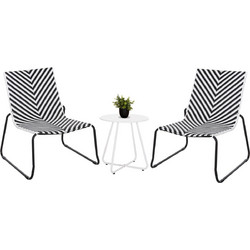 HomeMarkt Lounge Pony Σετ Σαλόνι Κήπου Rattan 3τμχ Λευκό Μαύρο HM21193.02