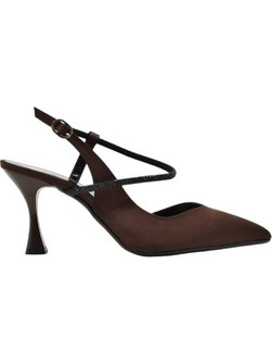 PieDini Γόβες Slingback με Λεπτό Ψηλό Τακούνι & Στρας Σοκολατί 0610