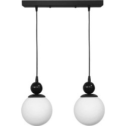 Heronia Lighting GL-650 Κρεμαστό Φωτιστικό Οροφής Ράγα Μπάλα Δίφωτο Μαύρο 50x15x90cm 02-0484