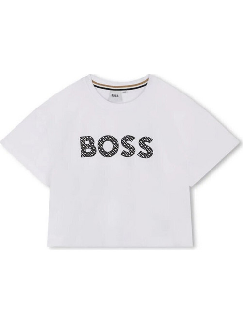 Hugo Παιδικό Crop Top Κοντομάνικο Λευκό G01017-10P