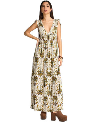 Funky Buddha Maxi Καλοκαιρινό Βραδινό Φόρεμα Εκρού FBL013-114-13
