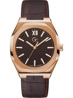 Guess GC Collection Ανδρικό Ρολόι με Καφέ Δερμάτινο Λουράκι Z26005G4MF
