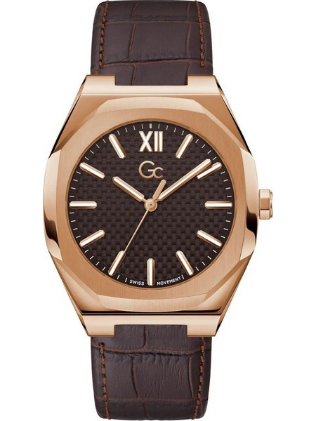 Guess GC Collection Ανδρικό Ρολόι με Καφέ Δερμάτινο Λουράκι Z26005G4MF
