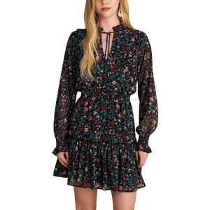 Attrattivo Mini Βραδινό Φόρεμα Floral Μαύρο 9922926
